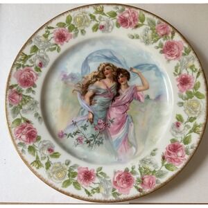Victorian Limoges Porcelain Portrait Plate Women‎ Roses